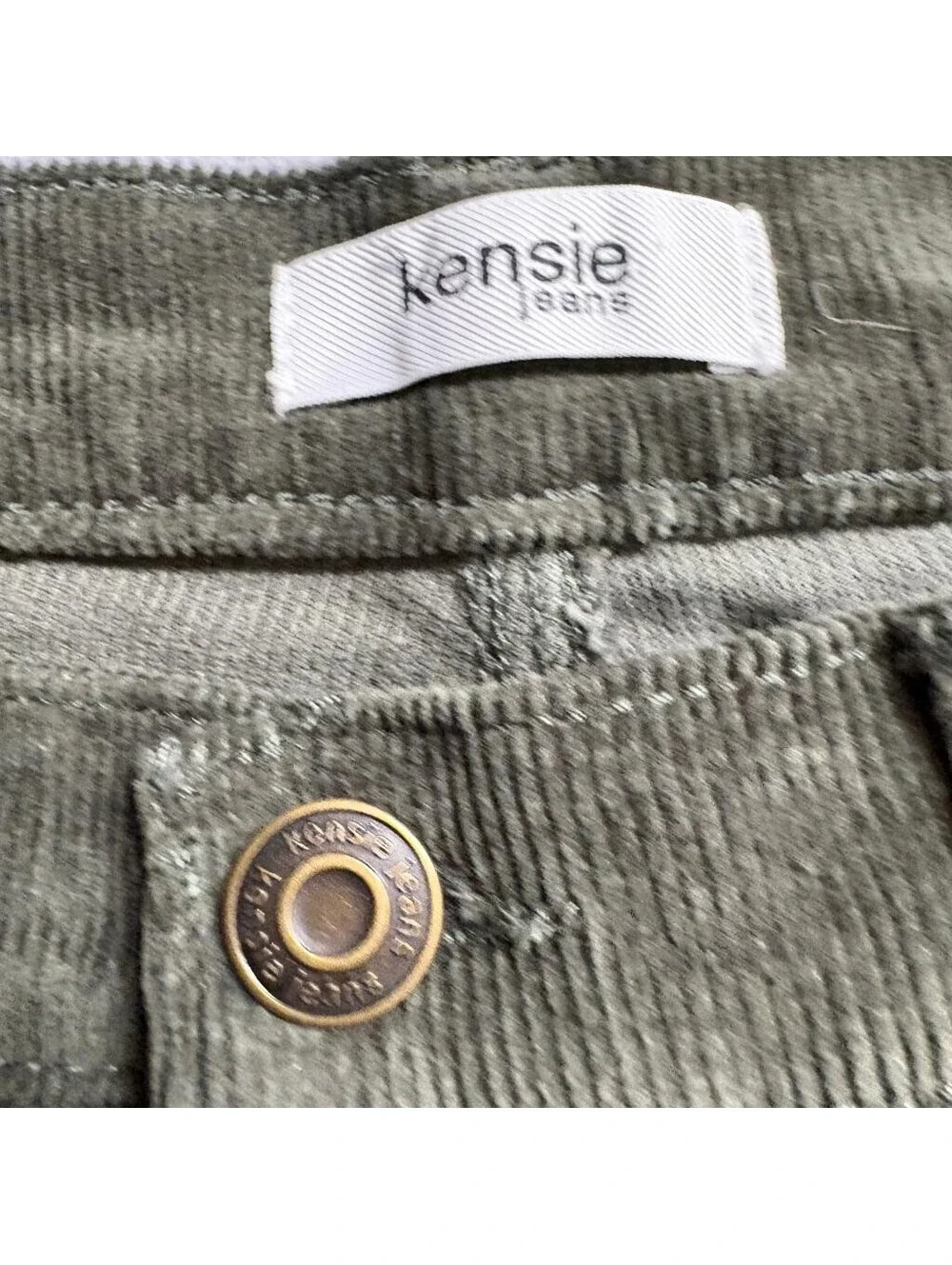 Kensie Jeans Womens The Tessa High Rise Bootcut Corduroy Pants Olive Green 12/31